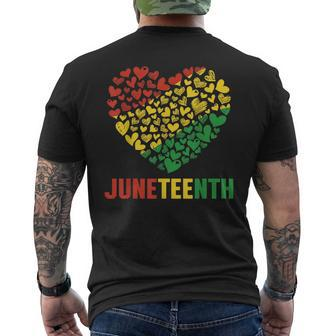 Junenth 1865 Heart Fist Celebrating Black Freedom African Mens Back Print T-shirt | Mazezy