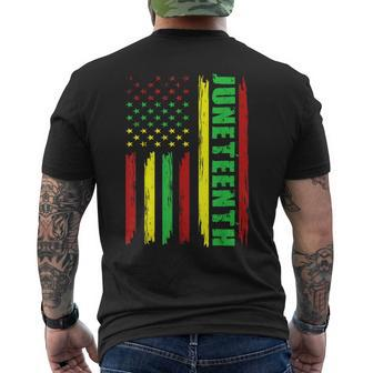 Junenth African American Flag Black Melanin Pride Mens Back Print T-shirt - Seseable