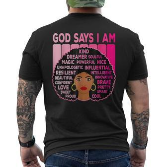 Junenth Afro American Melanin Black Pride Pink African Men's T-shirt Back Print - Seseable