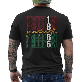 Junenth Black Freedom 1865 African American Mens Back Print T-shirt | Mazezy