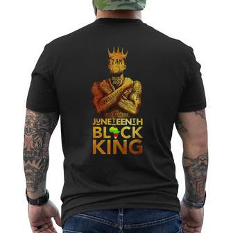 Junenth Black King Melanin Dad Fathers Day Black Afro Mens Back Print T-shirt | Mazezy