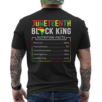 Junenth Black King Nutritional Facts Melanin Men Fat Mens Back Print T-shirt - Seseable