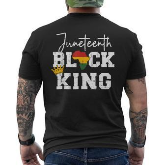 Junenth Black King With Pan African Map Flag Men Boys Mens Back Print T-shirt | Mazezy
