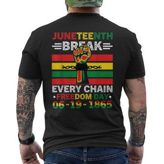 Junenth Break Every Chain Freedom Day 1865 Afro American Mens Back Print T-shirt - Seseable