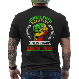 Junenth Breaking Chains Since 1865 Black American Freedom Mens Back Print T-shirt | Mazezy