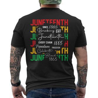 Junenth Celebrate Black Freedom Breaking Every Chain 1865 Mens Back Print T-shirt | Mazezy