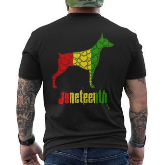 Junenth Day Black Pride History Love Hearts Dog- Doberman Mens Back Print T-shirt | Mazezy