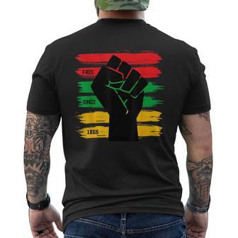 Junenth Free Since 1865 Black History Freedom Fist Mens Back Print T-shirt - Thegiftio UK