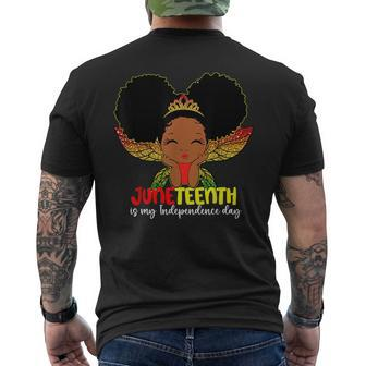 Junenth Is My Indepence Day Little Black Queen Girls Kids Mens Back Print T-shirt - Thegiftio UK