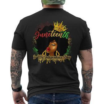 Junenth Is My Independence Day Black Girl Black Queen Mens Back Print T-shirt | Mazezy