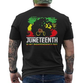 Junenth Is My Independence Day - Black Girl Black Queen Mens Back Print T-shirt - Thegiftio UK
