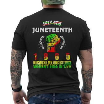 Junenth June 1865 Black History African American Freedom Mens Back Print T-shirt | Mazezy