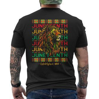 Junenth Lion Freedom Day 1865 Celebrate Black History Men's Crewneck Short Sleeve Back Print T-shirt - Monsterry AU