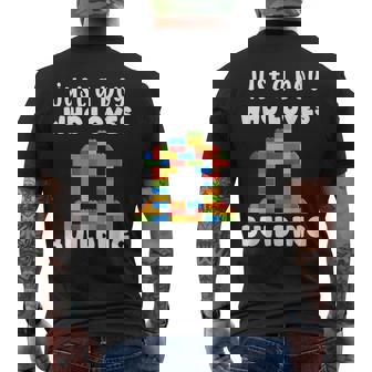 Just A Boy Who Loves Building Blocks Master Builder Mens Back Print T-shirt | Seseable UK