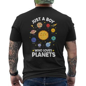 Just A Boy Who Loves Planets & Solar System Space Science Space Funny Gifts Mens Back Print T-shirt | Mazezy