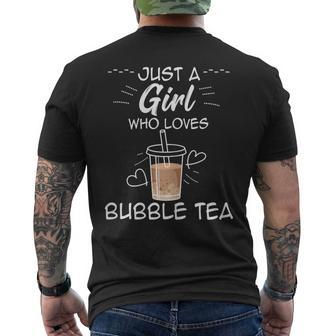Just A Girl Who Loves Bubble Tea Cute Boba Milk Tea Design Mens Back Print T-shirt | Mazezy