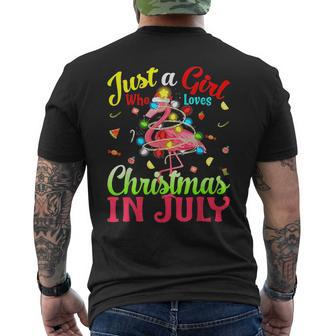 Just A Girl Who Loves Christmas In July Flamingo Flamingo Funny Gifts Mens Back Print T-shirt | Mazezy