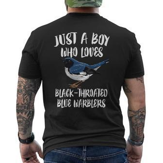 Just A Boy Who Loves Black-Throated Warblers Birds Birding Men's T-shirt Back Print | Mazezy