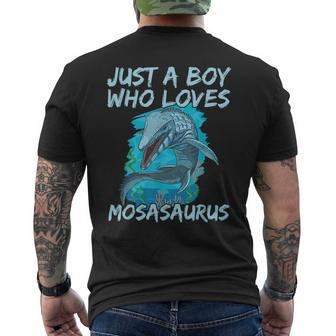 Just A Boy Who Loves Mosasaurus For A Mosasaurus Boy Men's T-shirt Back Print - Monsterry DE