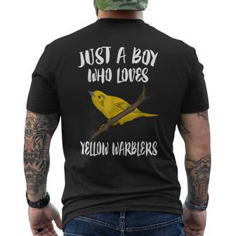 Just A Boy Who Loves Yellow Warblers Birds Birding Men's T-shirt Back Print | Mazezy