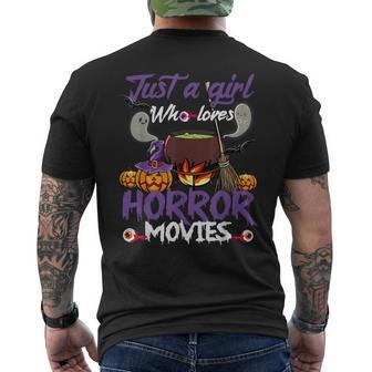Just A Girl Who Loves Horror Movies Halloween Costume Halloween Costume Men's T-shirt Back Print | Mazezy CA