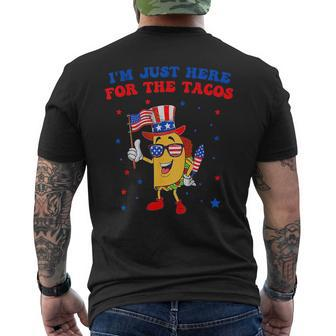 Just Here For The Tacos Sunglasses American Flag 4Th Of July Tacos Funny Gifts Mens Back Print T-shirt | Mazezy
