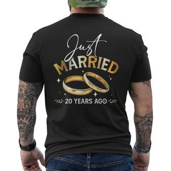 Just Married 20 Years Ago Happy Wedding Anniversary Couple Men's T-shirt Back Print