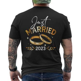 Just Married 2023 Happy Wedding Matching Wedding For Couple Men's T-shirt Back Print - Monsterry AU