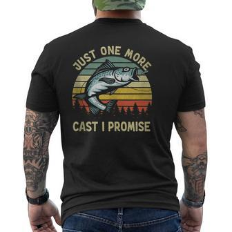Just One More Cast I Promise Vintage Fishing Lover Fisherman Mens Back Print T-shirt | Mazezy DE
