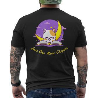 Just One More Chapter Cute Cat Reading Book Lover Mens Back Print T-shirt | Mazezy