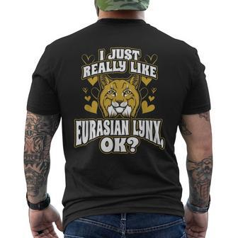 I Just Really Like Eurasian Lynx Ok Men's T-shirt Back Print | Mazezy