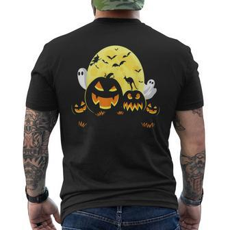 Kangaroo On Scary Pumpkin Halloween Full Moon Boo Ghost Mens Back Print T-shirt | Mazezy