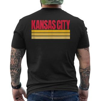 Kansas City Red Yellow Retro Striped Hometown Kansas City Kc Men's T-shirt Back Print - Monsterry
