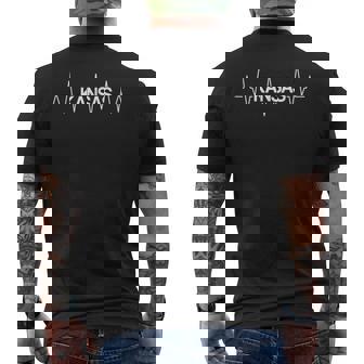 Kansas Gift Heartbeat National Pride Pulse Patriot Mens Back Print T-shirt | Mazezy