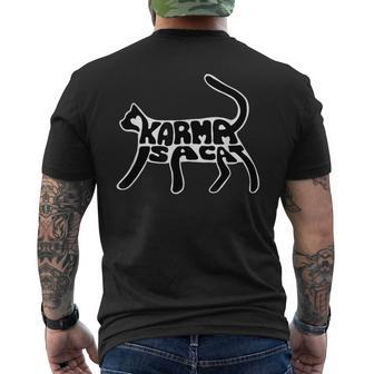 Karma Typogram Is Cat Silhouette Tail Paw Cute Pet Lover Fun Men's T-shirt Back Print - Thegiftio UK