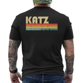 Katz Surname Funny Retro Vintage 80S 90S Birthday Reunion 90S Vintage Designs Funny Gifts Mens Back Print T-shirt | Mazezy