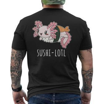 Kawaii Axolotl Cute Japanese Sushi Mens Back Print T-shirt | Mazezy