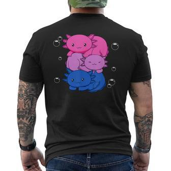 Kawaii Axolotl Pile Bisexual Pride Flag Bi Lgbtq Men's T-shirt Back Print | Mazezy UK
