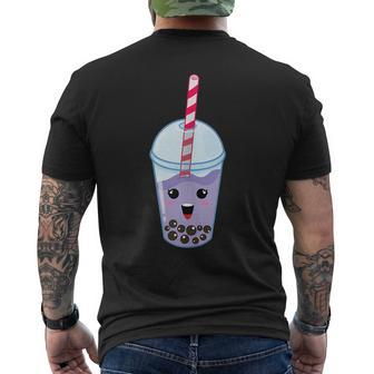 Kawaii Boba Milk Tea | Cute Blueberry Bubble Tea Lover Gift Mens Back Print T-shirt | Mazezy