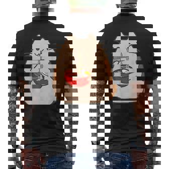 Kawaii Cat Eating Ramen Noodles Japanese Anime Kitten Men's T-shirt Back Print | Mazezy