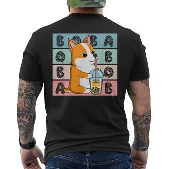 Kawaii Corgi Dog Boba Milk Tea Cute Welsh Puppy Corgi Funny Gifts Mens Back Print T-shirt | Mazezy