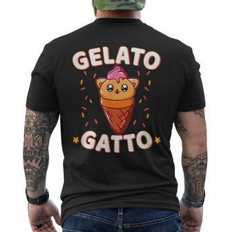 Kawaii Ice Cream Cat Cute Italian Gelato Gatto Sprinkles Mens Back Print T-shirt | Mazezy