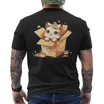 Kawaii Japanese Kitten Cat Ramen Noodles Anime Mens Back Print T-shirt - Monsterry UK