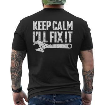 Keep Calm Ill Fix It Car Mechanic & Blue Color Laborer Mechanic Funny Gifts Funny Gifts Mens Back Print T-shirt | Mazezy