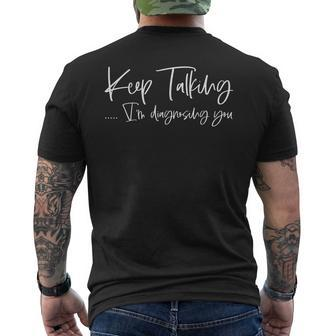 Keep Talking Fun Speech Language Pathologist Speech Therapy Mens Back Print T-shirt | Mazezy