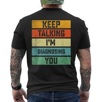 Keep Talking Funny Slp Gift | Speech Language Pathologist Mens Back Print T-shirt | Mazezy