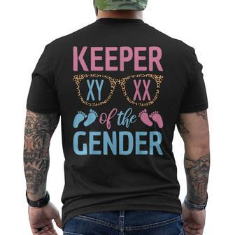 Keeper Of The Gender Baby Shower Gender Reveal Party Outfit Mens Back Print T-shirt | Mazezy
