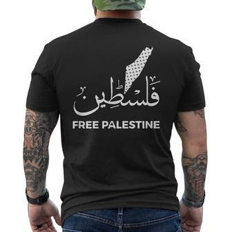 Keffiyeh Palestinian Map Arabic Scarf Shemagh Palestine Flag Men's T-shirt Back Print - Seseable