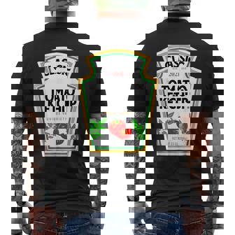 Ketchup Costume Matching Couples Groups Halloween Ketchup Halloween Funny Gifts Mens Back Print T-shirt | Mazezy