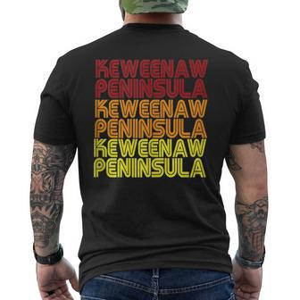 Keweenaw Peninsula Retro Upper Michigan Yooper Mens Back Print T-shirt | Mazezy